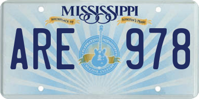 MS license plate ARE978