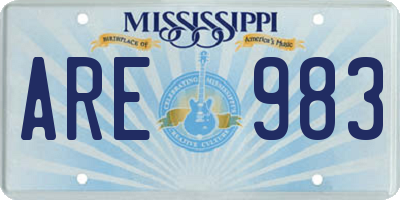 MS license plate ARE983