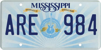 MS license plate ARE984
