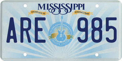 MS license plate ARE985