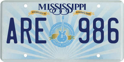 MS license plate ARE986