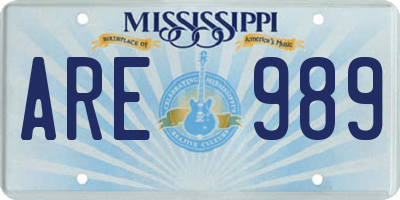 MS license plate ARE989