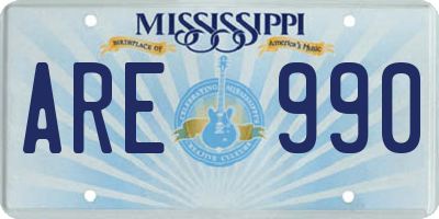 MS license plate ARE990