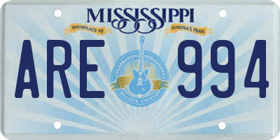 MS license plate ARE994