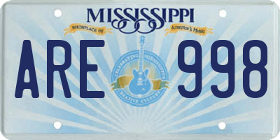 MS license plate ARE998