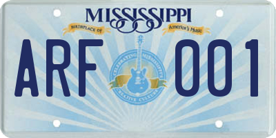 MS license plate ARF001