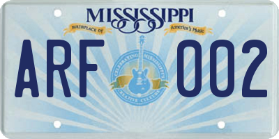 MS license plate ARF002