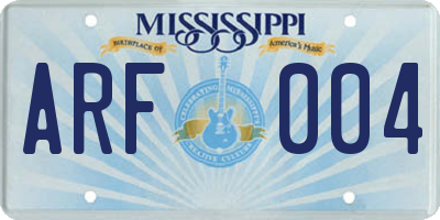 MS license plate ARF004