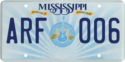 MS license plate ARF006