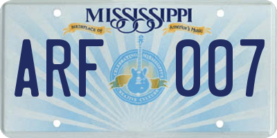 MS license plate ARF007