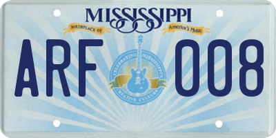 MS license plate ARF008