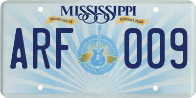 MS license plate ARF009