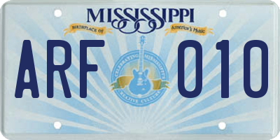 MS license plate ARF010