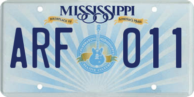 MS license plate ARF011