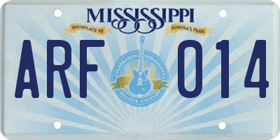 MS license plate ARF014