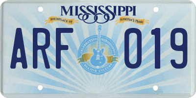 MS license plate ARF019