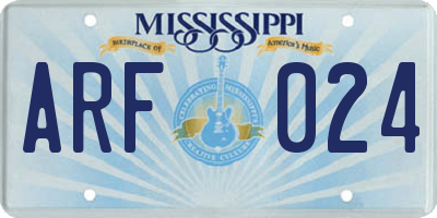 MS license plate ARF024