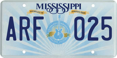 MS license plate ARF025
