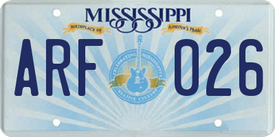 MS license plate ARF026