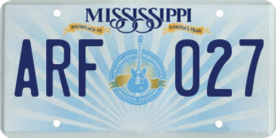 MS license plate ARF027
