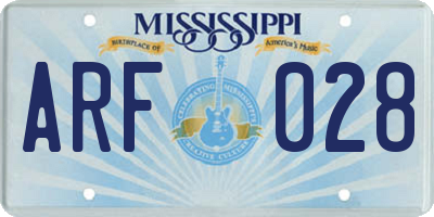 MS license plate ARF028