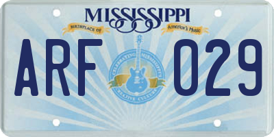 MS license plate ARF029