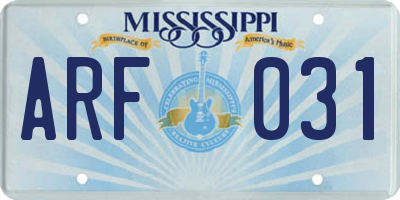 MS license plate ARF031