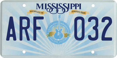 MS license plate ARF032