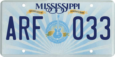 MS license plate ARF033