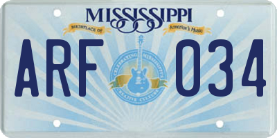 MS license plate ARF034