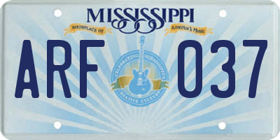 MS license plate ARF037