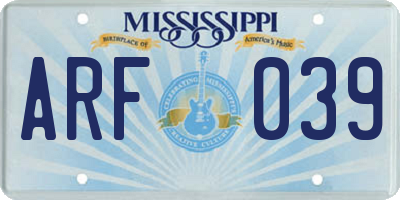 MS license plate ARF039