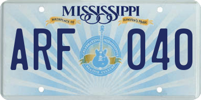 MS license plate ARF040
