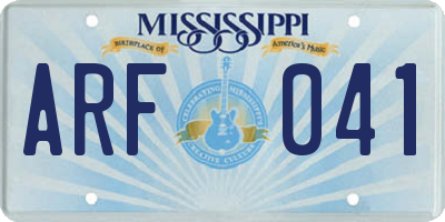 MS license plate ARF041