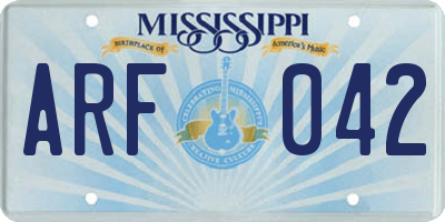 MS license plate ARF042