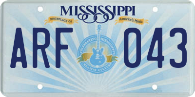 MS license plate ARF043