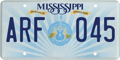 MS license plate ARF045