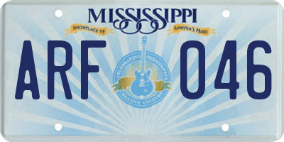 MS license plate ARF046