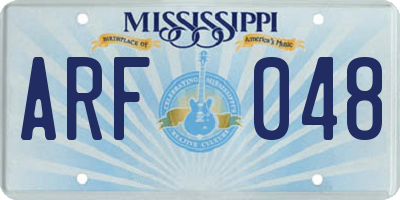 MS license plate ARF048