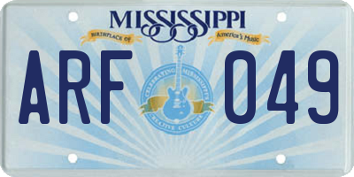 MS license plate ARF049