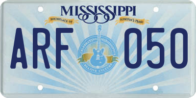 MS license plate ARF050