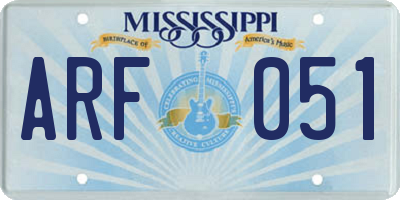 MS license plate ARF051