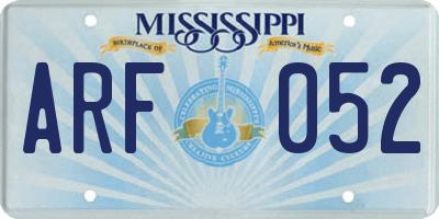MS license plate ARF052