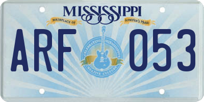 MS license plate ARF053