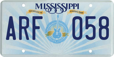 MS license plate ARF058