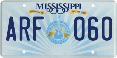 MS license plate ARF060