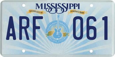 MS license plate ARF061