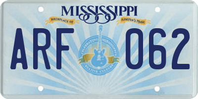 MS license plate ARF062