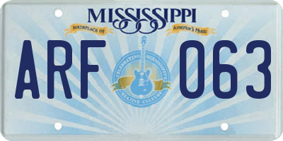 MS license plate ARF063