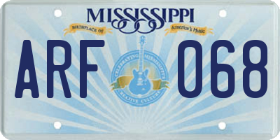 MS license plate ARF068